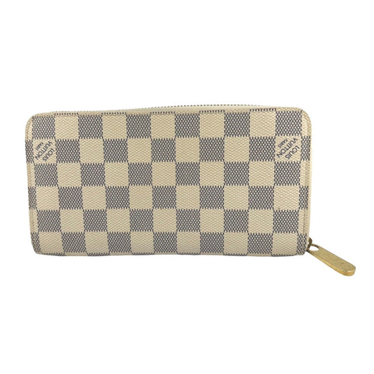 LOUIS VUITTON Long Wallet Purse N60019 Damier Azur Canvas white Zip Around Azur Zippy wallet unisex(Unisex) Used Authentic