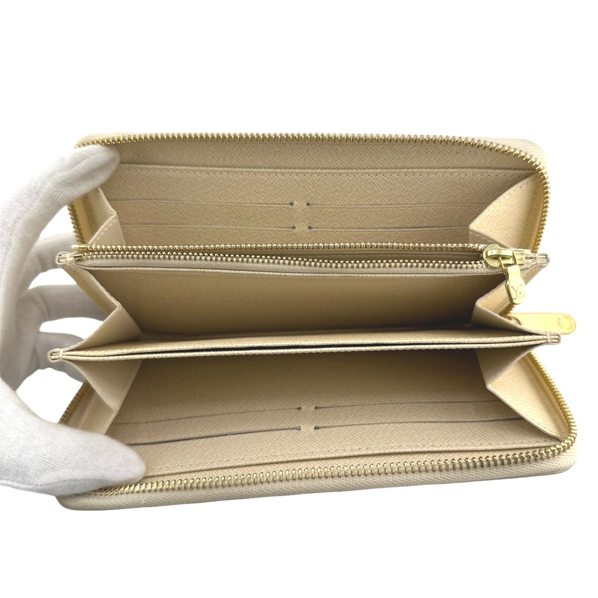 LOUIS VUITTON Long Wallet Purse N60019 Damier Azur Canvas white Zip Around Azur Zippy wallet unisex(Unisex) Used Authentic