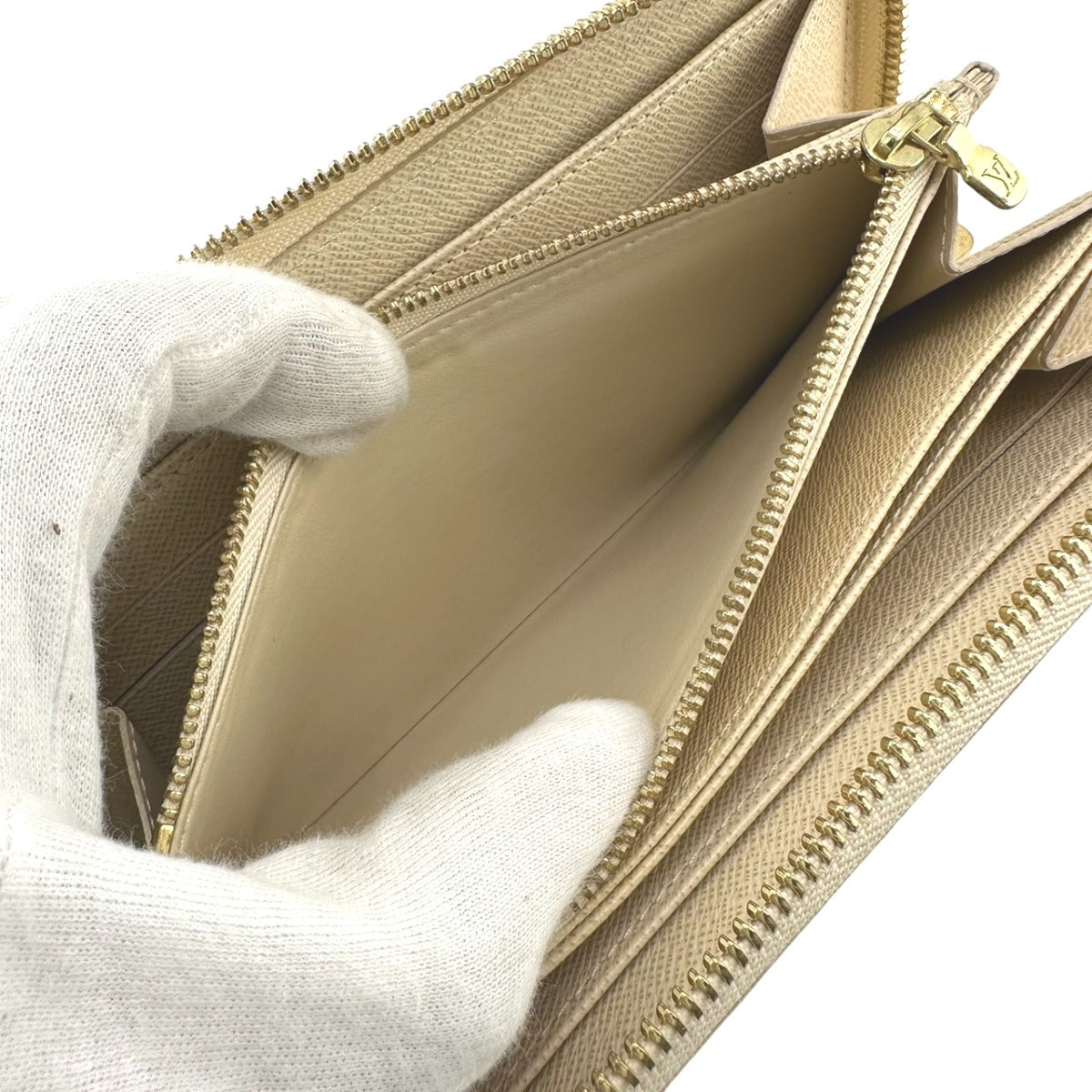 LOUIS VUITTON Long Wallet Purse N60019 Damier Azur Canvas white Zip Around Azur Zippy wallet unisex(Unisex) Used Authentic