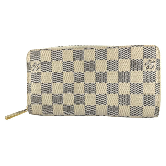 LOUIS VUITTON Long Wallet Purse N60019 Damier Azur Canvas white Zip Around Azur Zippy wallet unisex(Unisex) Used Authentic