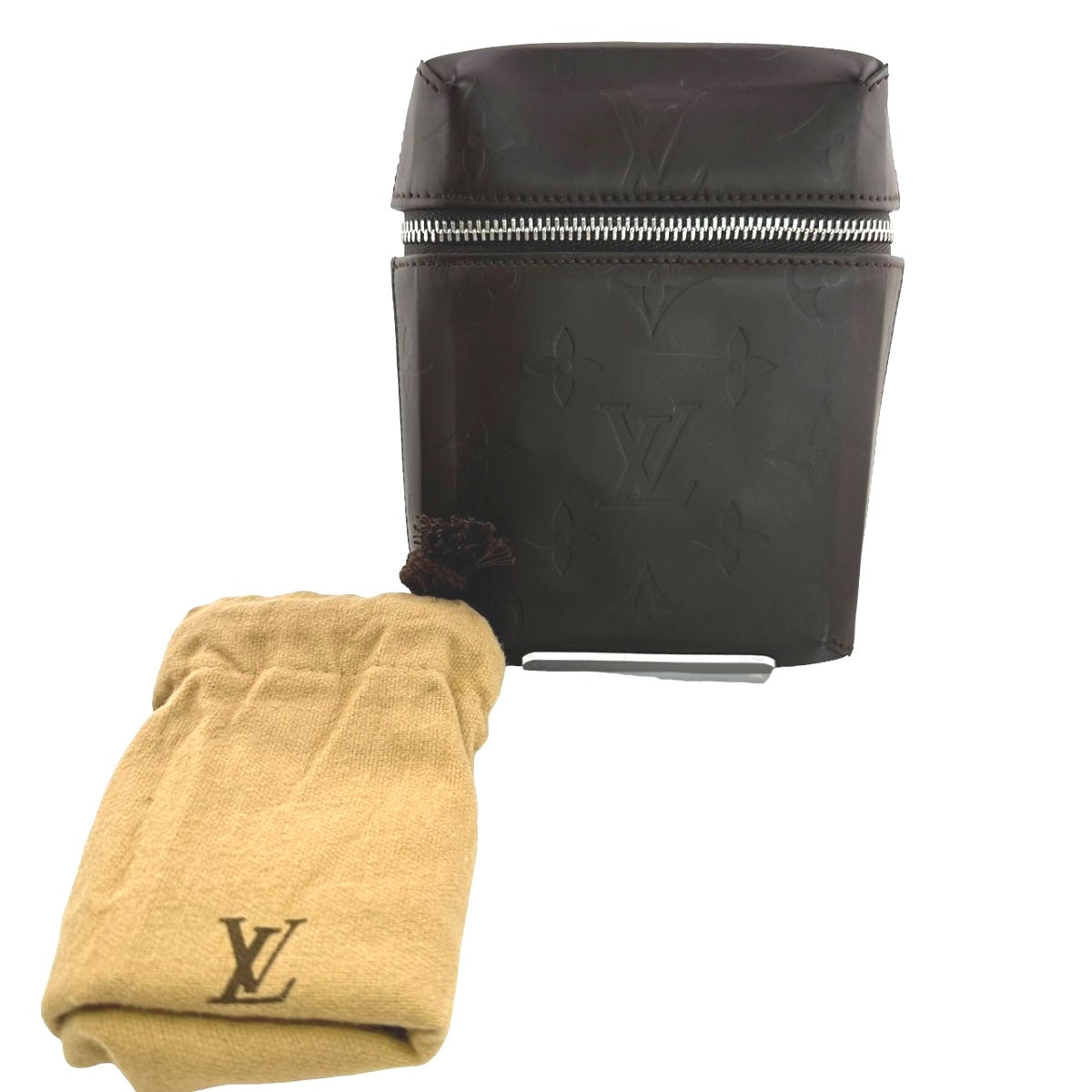 LOUIS VUITTON Pouch M46550 Monogram grass leather Brown Waist pouch Monogram Glace Ray mens Used Authentic