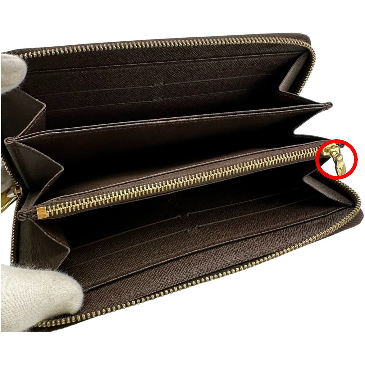 LOUIS VUITTON Long Wallet Purse N60015 Damier canvas, leather Brown Zip Around Damier Zippy wallet old model Women(Unisex) Used Authentic