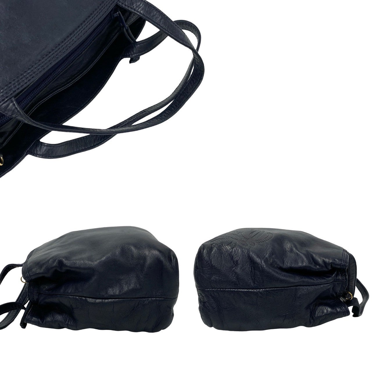LOEWE Shoulder Bag leather Navy Anagram logo mens(Unisex) Used Authentic