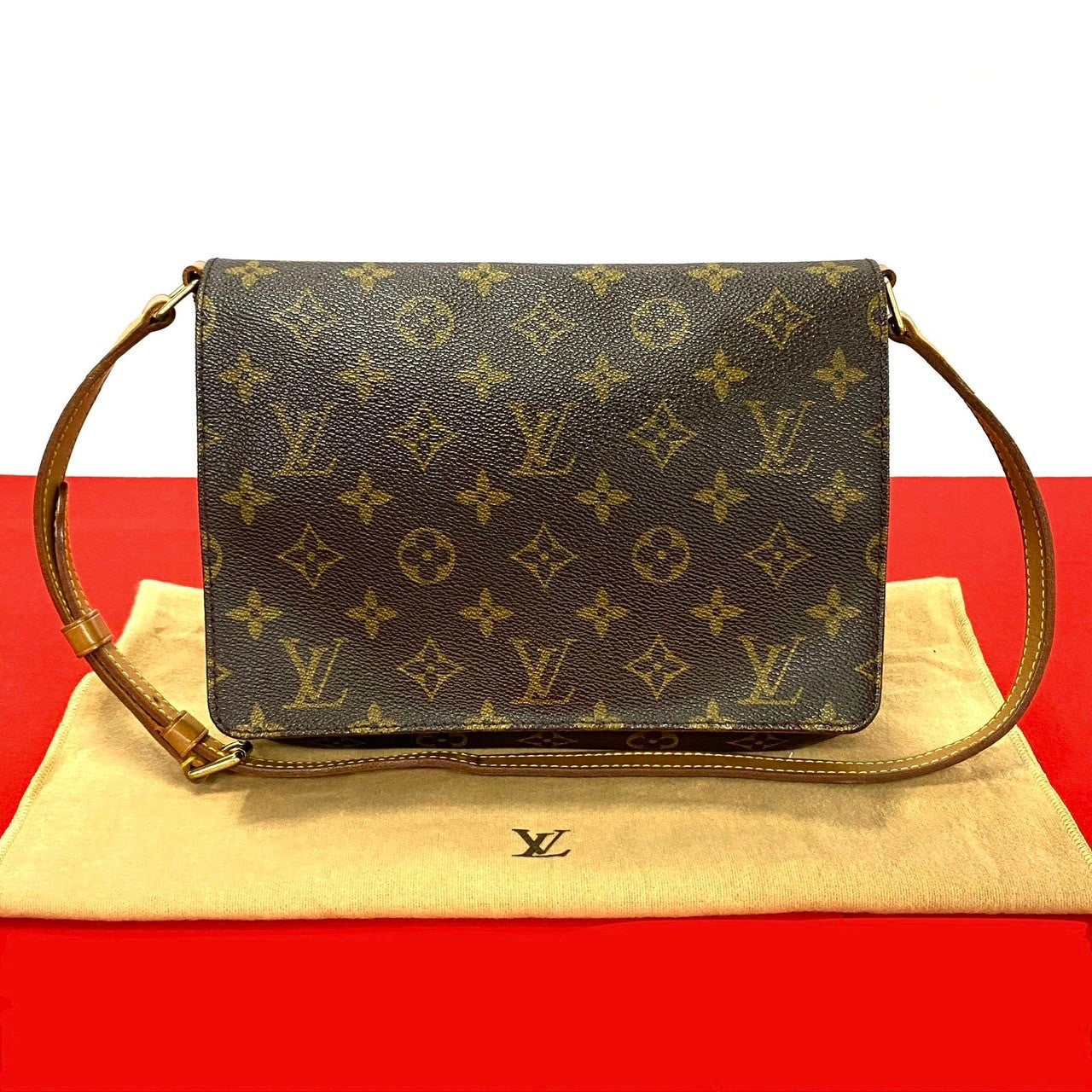 LOUIS VUITTON Shoulder Bag M511257 Leather, PVC Brown Musette tango short Women Used Authentic