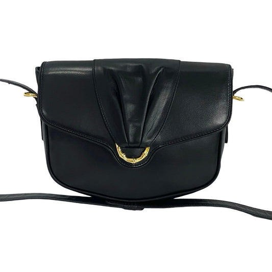 GUCCI Shoulder Bag leather black Bamboo Metal Old Gucci Women Used Authentic
