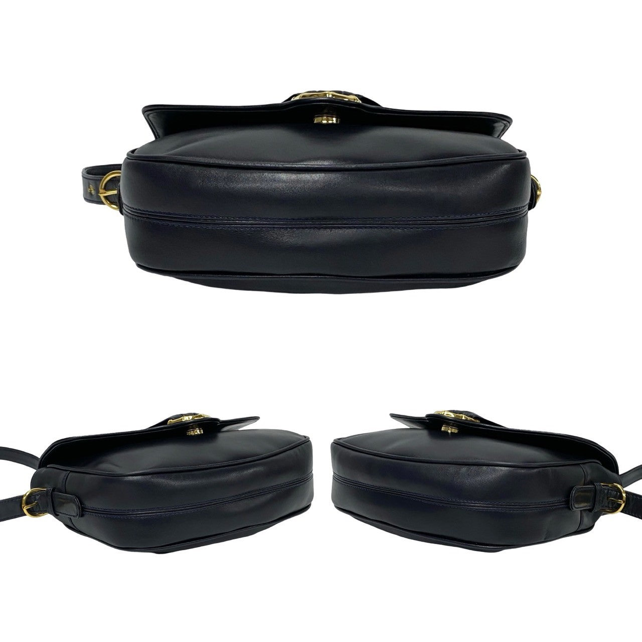 GUCCI Shoulder Bag leather black Bamboo Metal Old Gucci Women Used Authentic