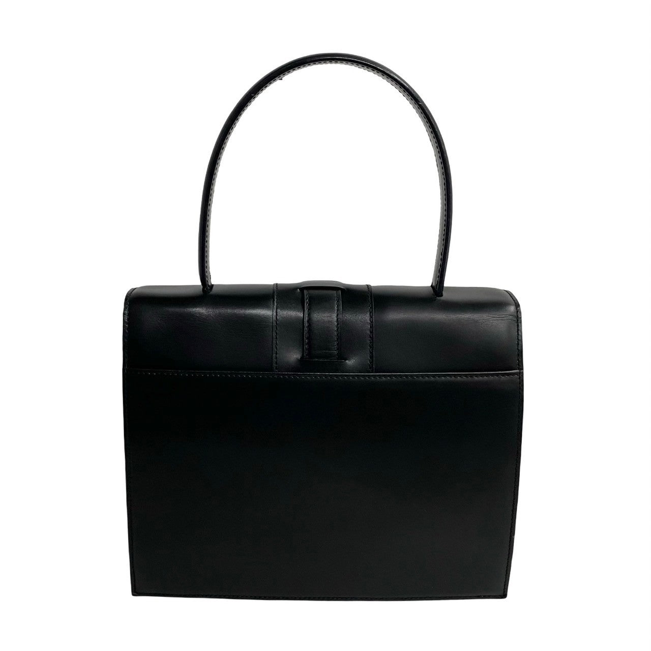 CELINE Handbag Calfskin, Leather black Ribbon logo Metal Women Used Authentic