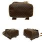CELINE Backpack Leather, PVC Brown Macadam Blason Pattern logo ring Metal Women Used Authentic