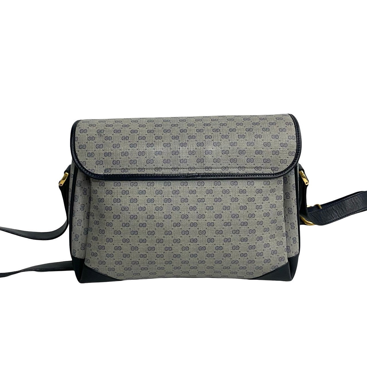 GUCCI Shoulder Bag Leather, PVC Navy Micro GG logo Women Used Authentic