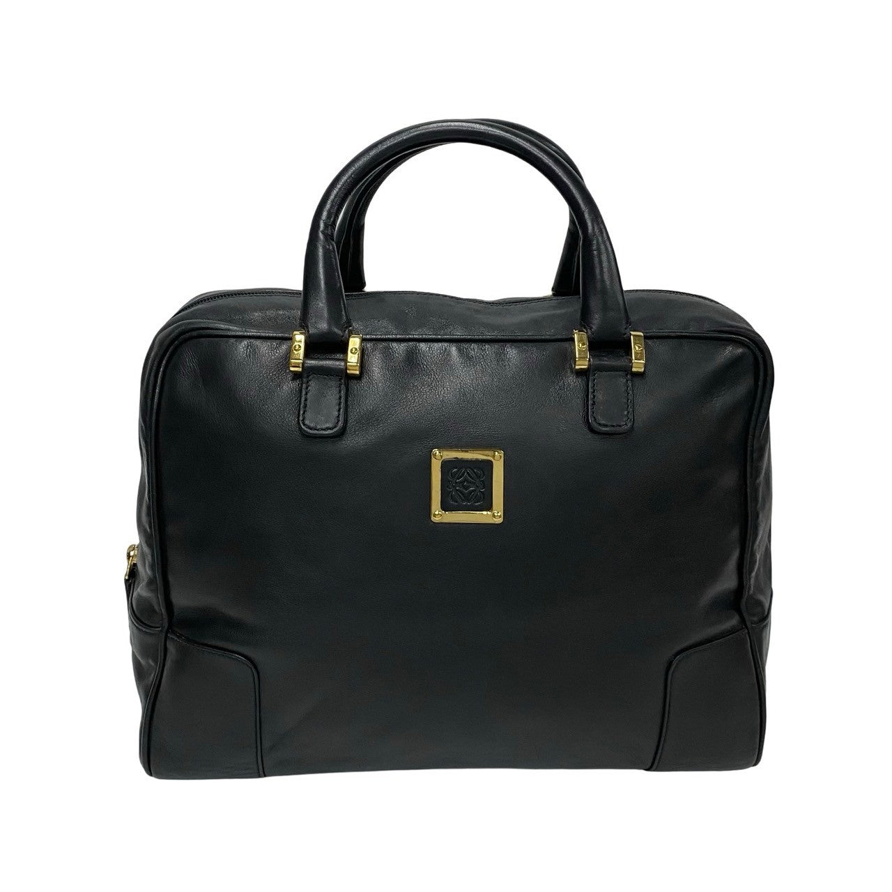 LOEWE Handbag leather black Anagram logo mens(Unisex) Used Authentic