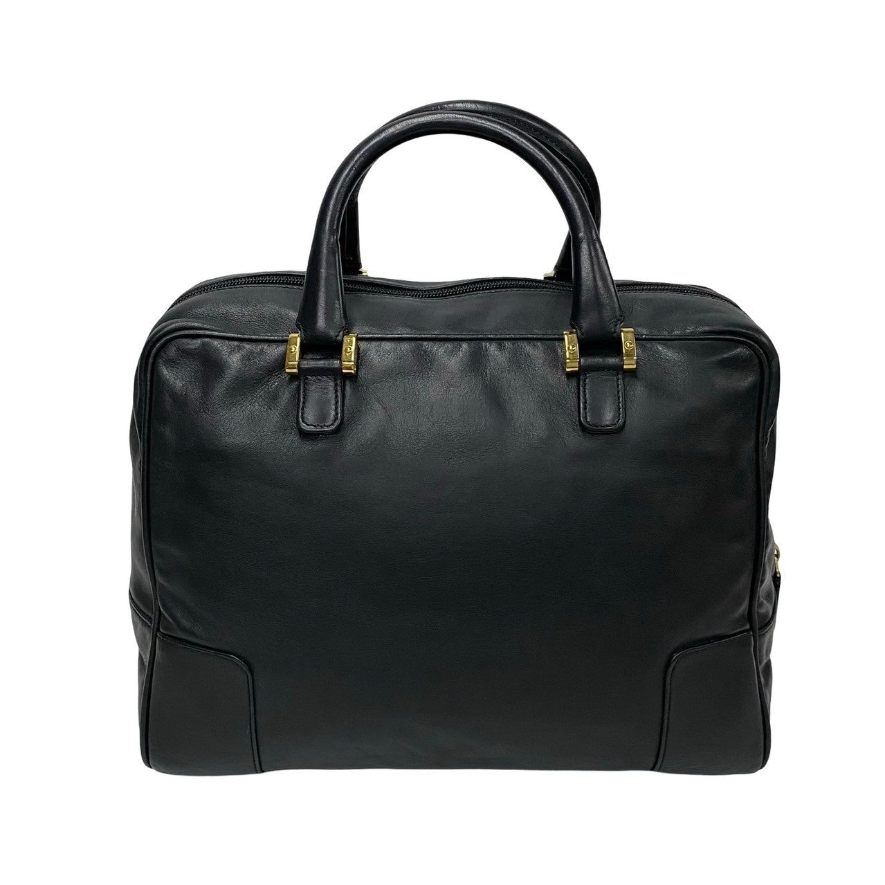 LOEWE Handbag leather black Anagram logo mens(Unisex) Used Authentic