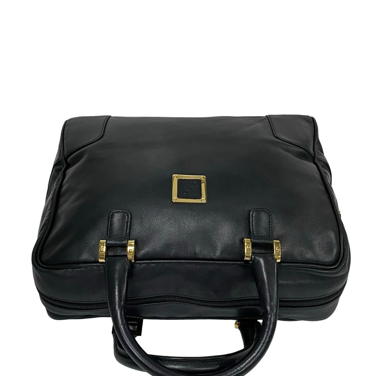 LOEWE Handbag leather black Anagram logo mens(Unisex) Used Authentic