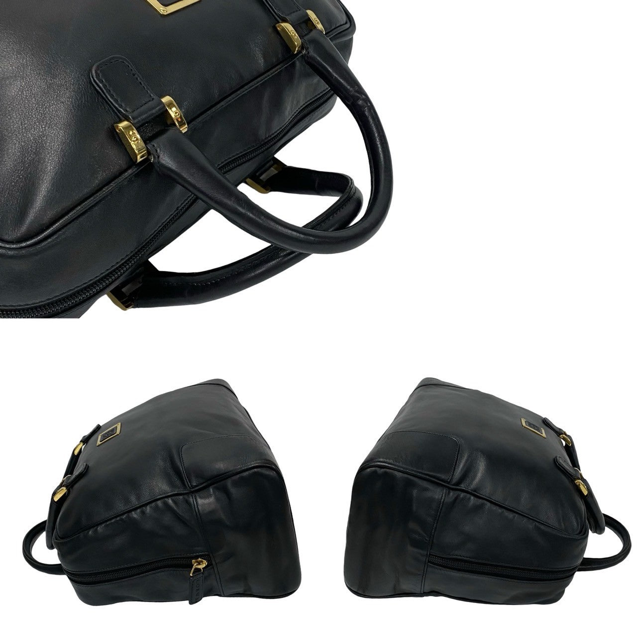 LOEWE Handbag leather black Anagram logo mens(Unisex) Used Authentic