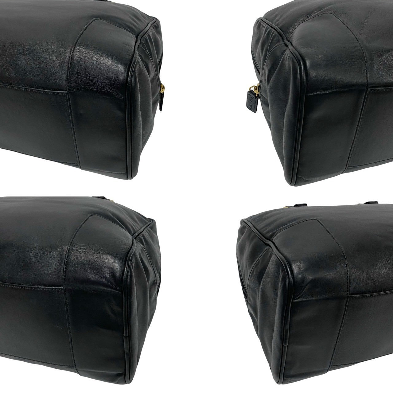 LOEWE Handbag leather black Anagram logo mens(Unisex) Used Authentic