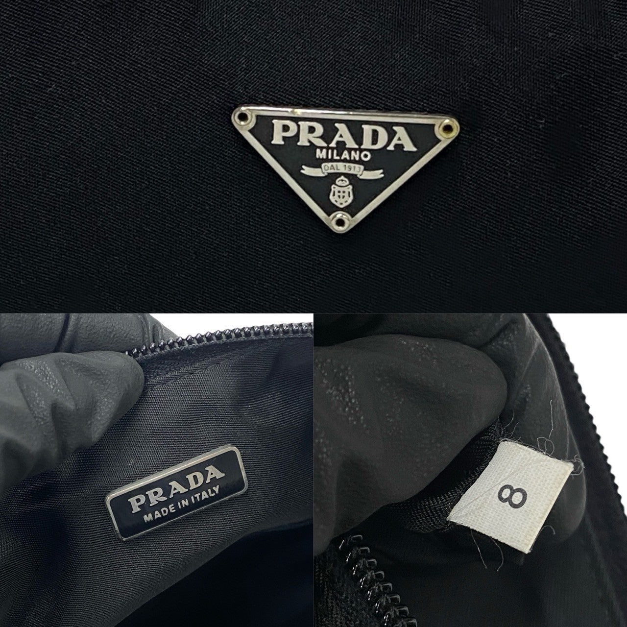 PRADA Handbag Nylon black Triangle Logo Metal Women Used Authentic