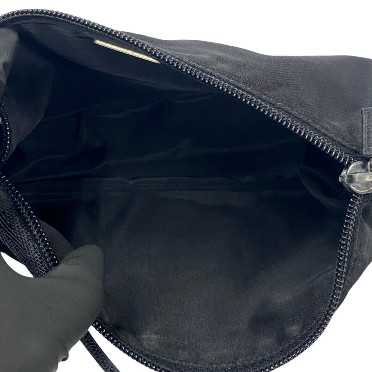PRADA Handbag Nylon black Triangle Logo Metal Women Used Authentic