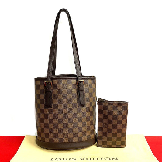 LOUIS VUITTON Tote Bag M42240 leather Brown Damier Male