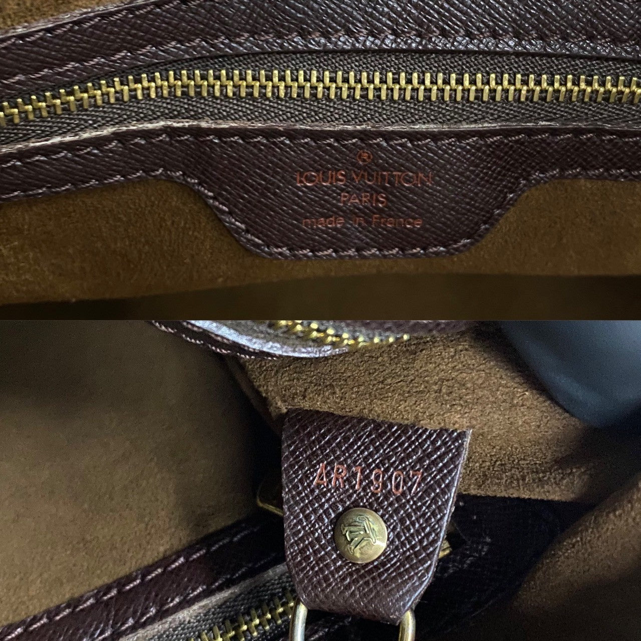 LOUIS VUITTON Tote Bag M42240 leather Brown Damier Male