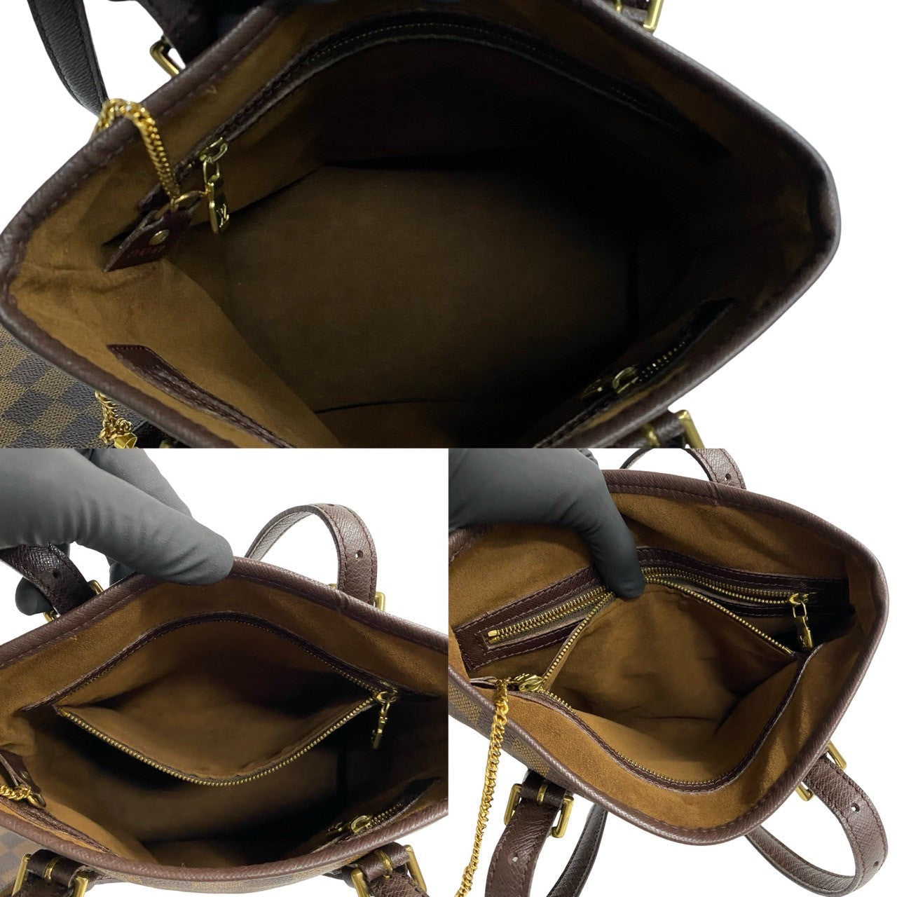 LOUIS VUITTON Tote Bag M42240 leather Brown Damier Male