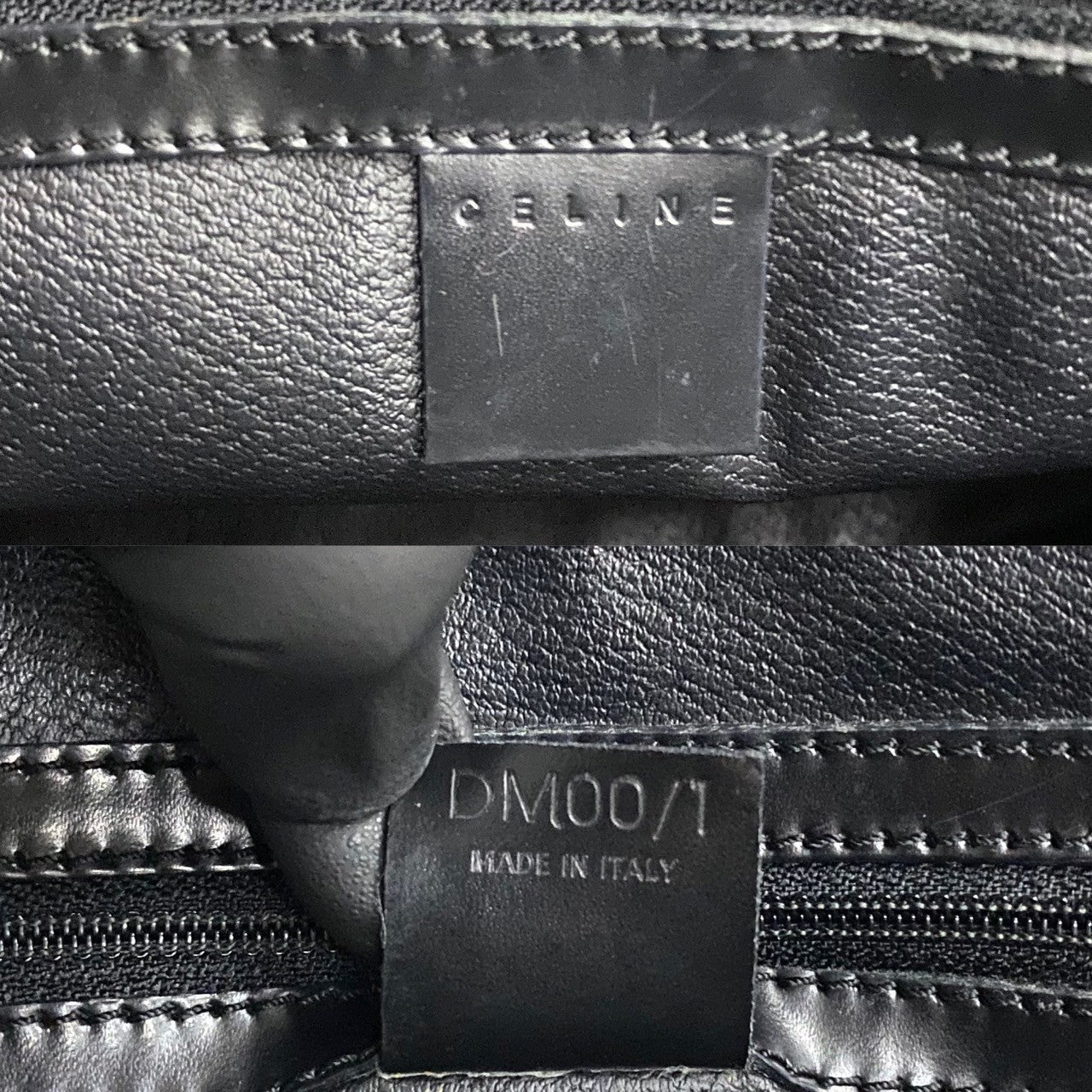 CELINE Handbag Leather, PVC black Macadam Blason Triomphe Pattern Women Used Authentic