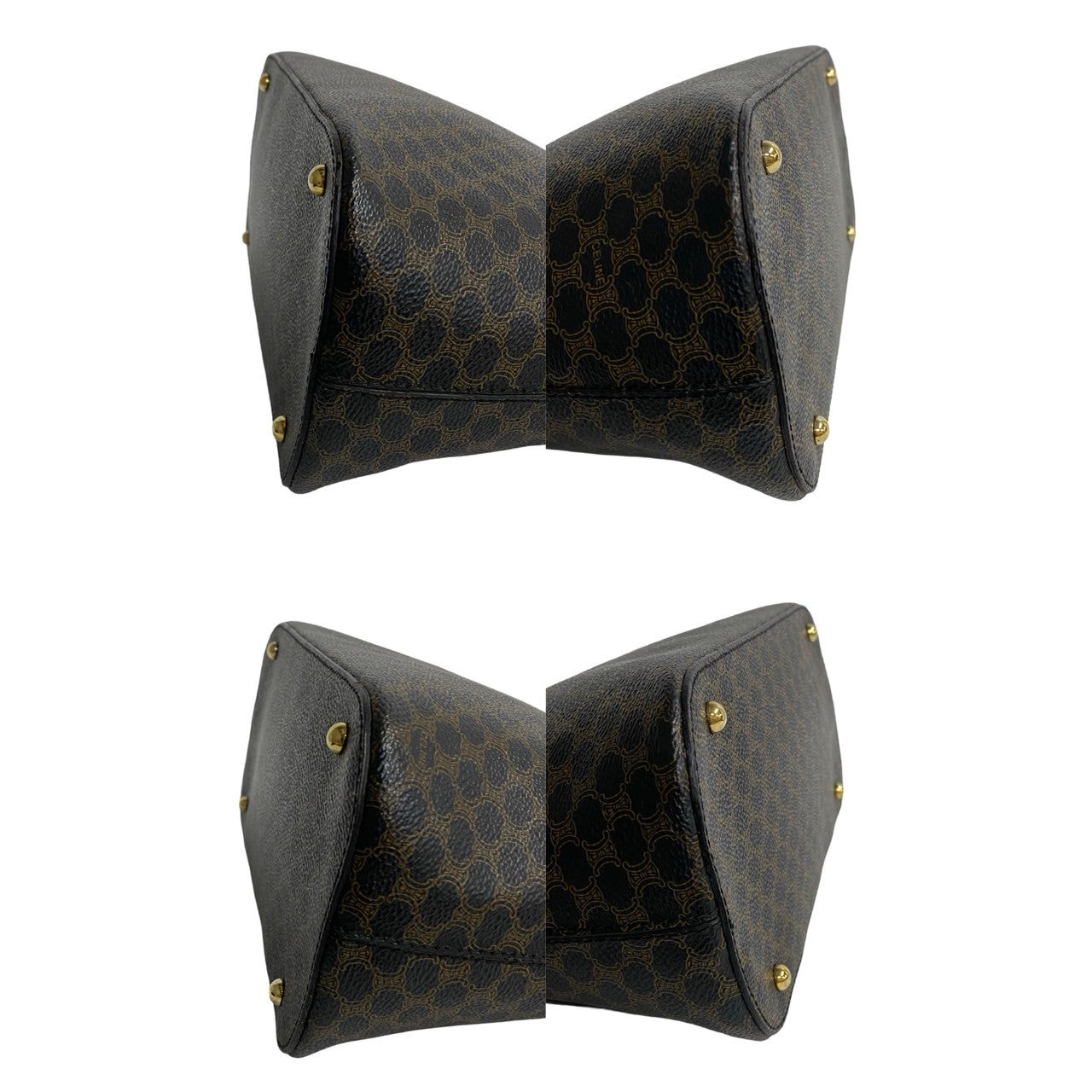 CELINE Handbag Leather, PVC black Macadam Blason Triomphe Pattern Women Used Authentic