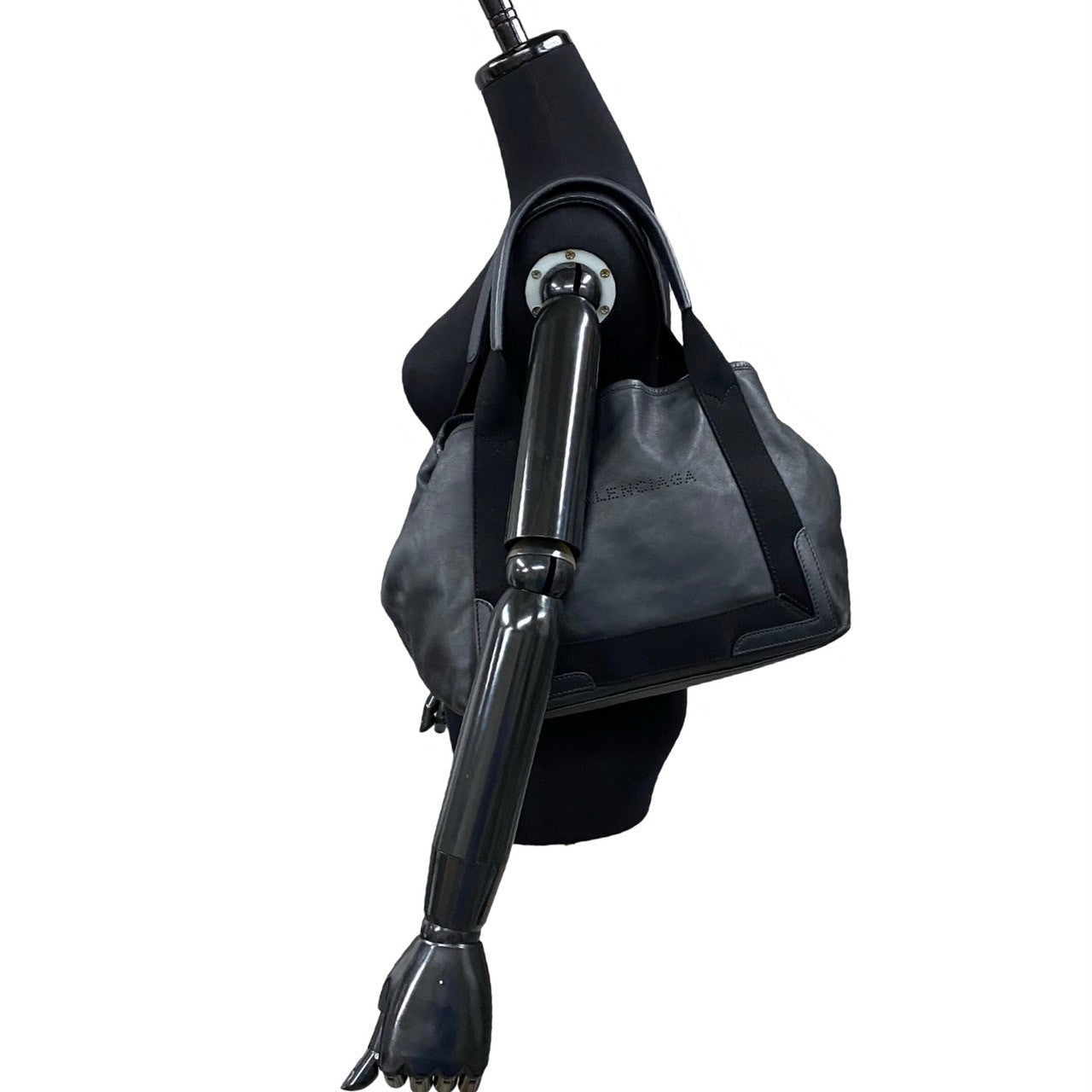 BALENCIAGA Handbag leather black Navy Cabas XS mens Used Authentic