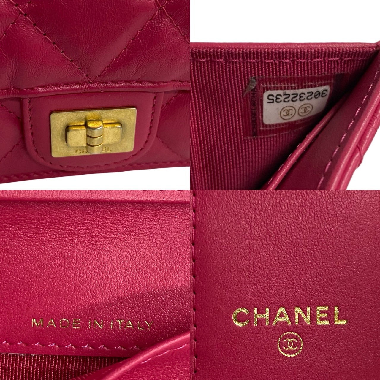 CHANEL Tri-fold wallet A70325 lambskin pink Small flap wallet 2.55 Women Used Authentic