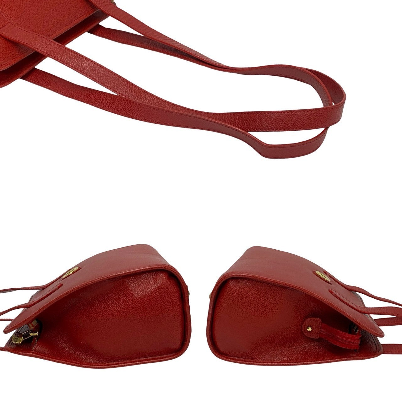 BURBERRY Tote Bag leather Red Shadow Horse logo Metal Women Used Authentic