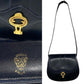 GUCCI Shoulder Bag leather Navy GG logo Metal Women Used Authentic