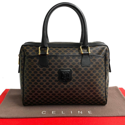 CELINE Handbag Leather, PVC Brown Macadam Blason Triomphe Pattern mens(Unisex) Used Authentic
