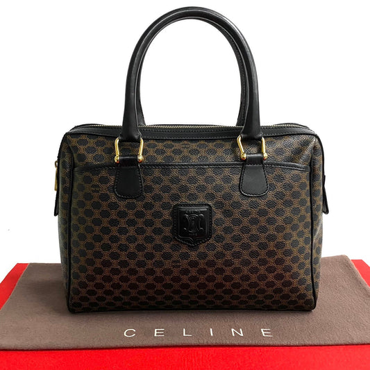 CELINE Handbag Leather, PVC Brown Macadam Blason Triomphe Pattern mens(Unisex) Used Authentic