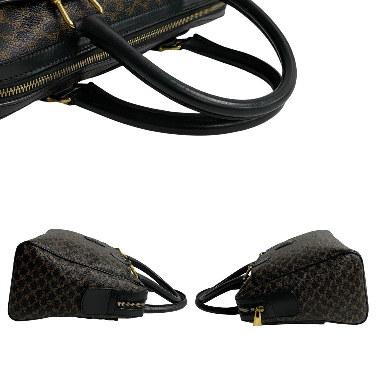 CELINE Handbag Leather, PVC Brown Macadam Blason Triomphe Pattern mens(Unisex) Used Authentic