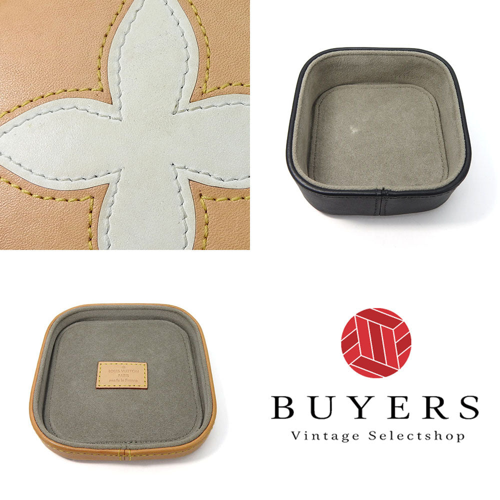 LOUIS VUITTON Accessory pouch leather beige Accessory case Monogram flower Boite Clarins PM Women Used Authentic