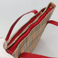 BURBERRY Nova Check Hand Bag Canvas Red Beige Gold