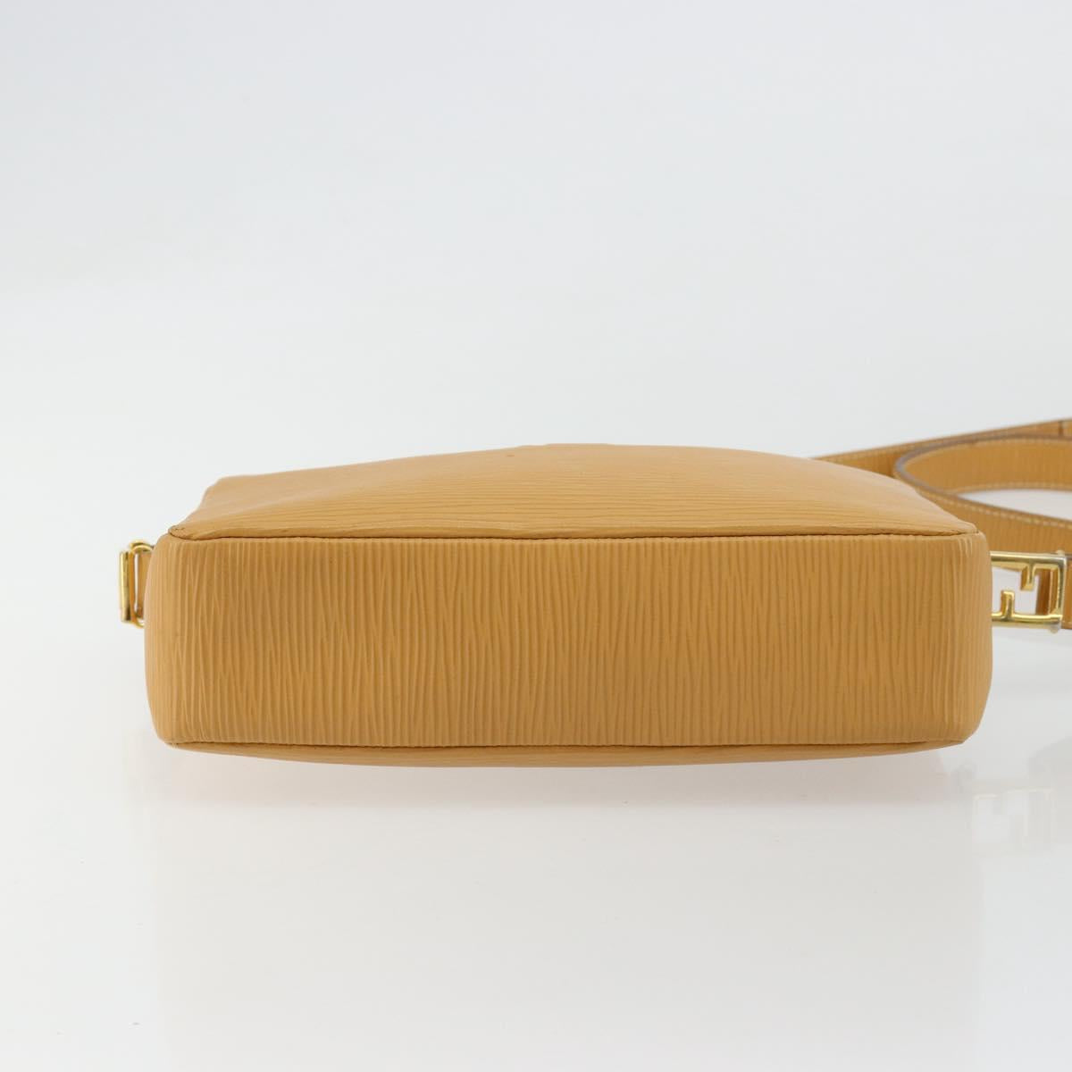 FENDI Shoulder Bag Leather Beige Gold