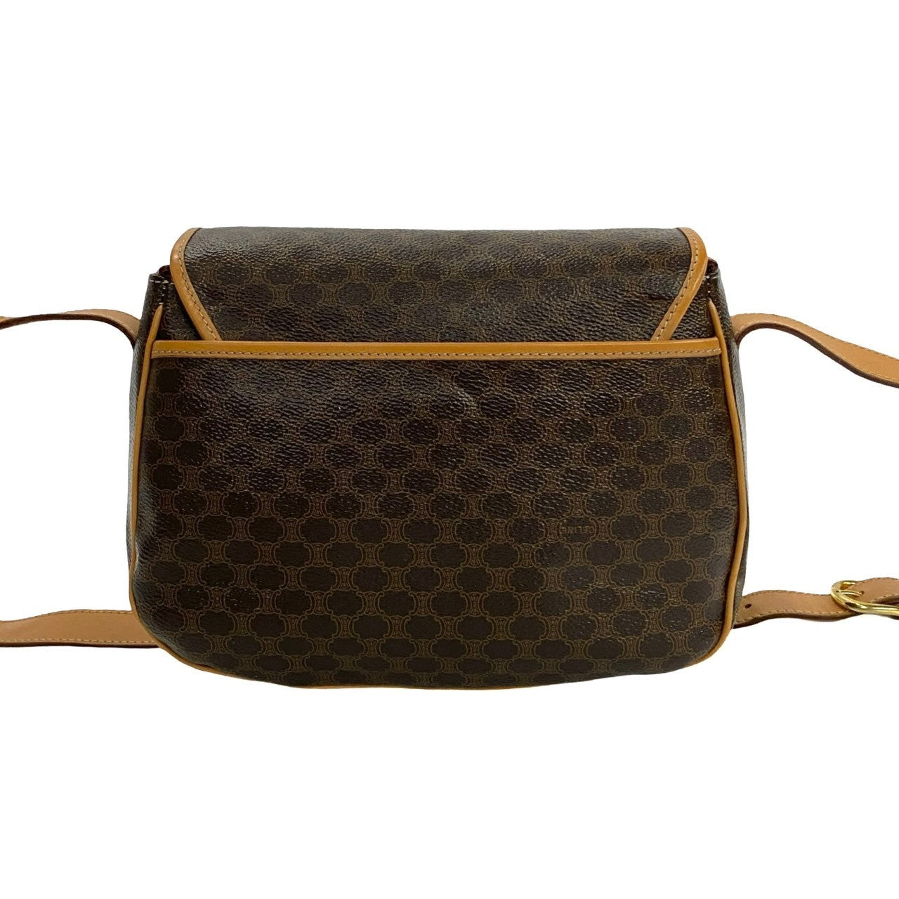 CELINE Shoulder Bag Leather, PVC Brown Macadam Blason Triomphe Pattern Women Used Authentic