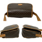 CELINE Shoulder Bag Leather, PVC Brown Macadam Blason Triomphe Pattern Women Used Authentic