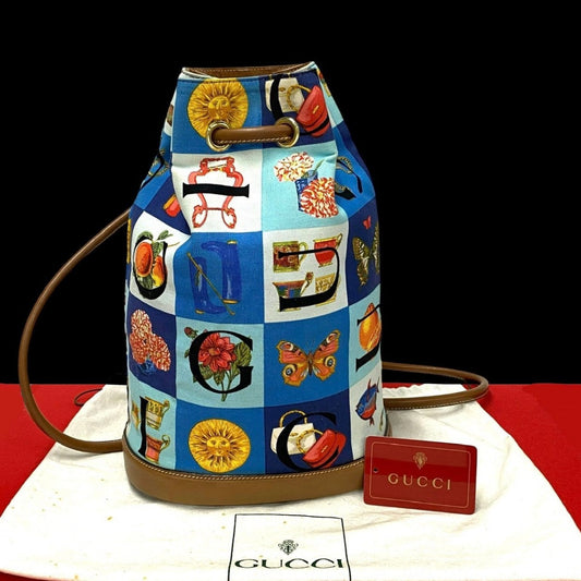 GUCCI Backpack Leather, Canvas multicolor Overall handle Shimo Women Used Authentic
