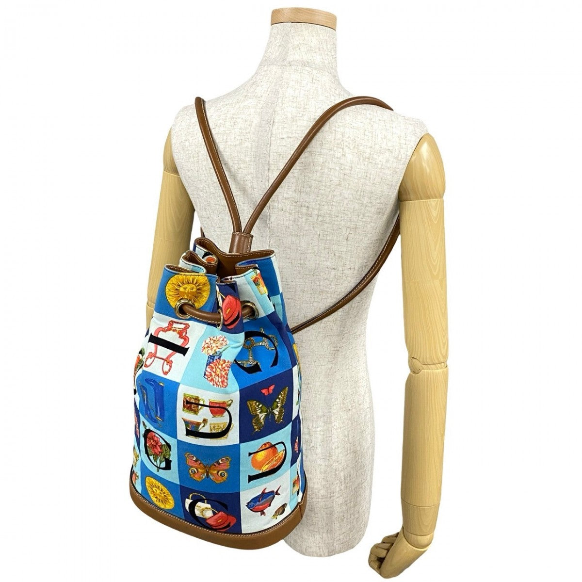 GUCCI Backpack Leather, Canvas multicolor Overall handle Shimo Women Used Authentic