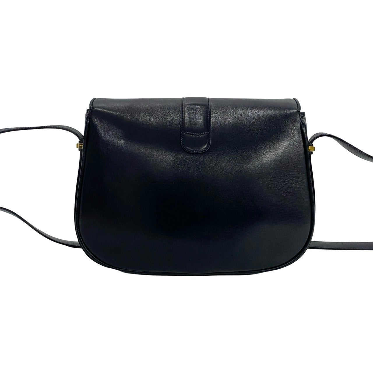 GUCCI Shoulder Bag Calfskin, Leather Navy GG logo Metal Women Used Authentic