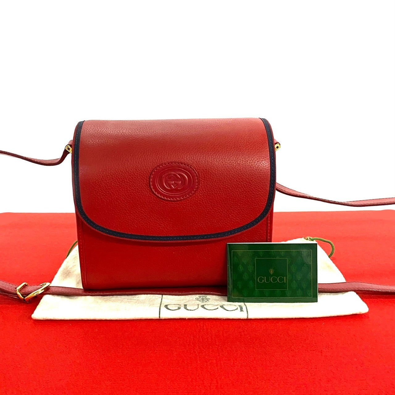 GUCCI Shoulder Bag leather Red