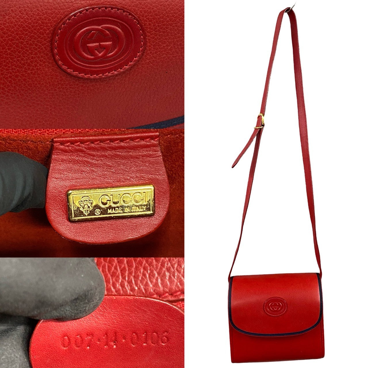 GUCCI Shoulder Bag leather Red