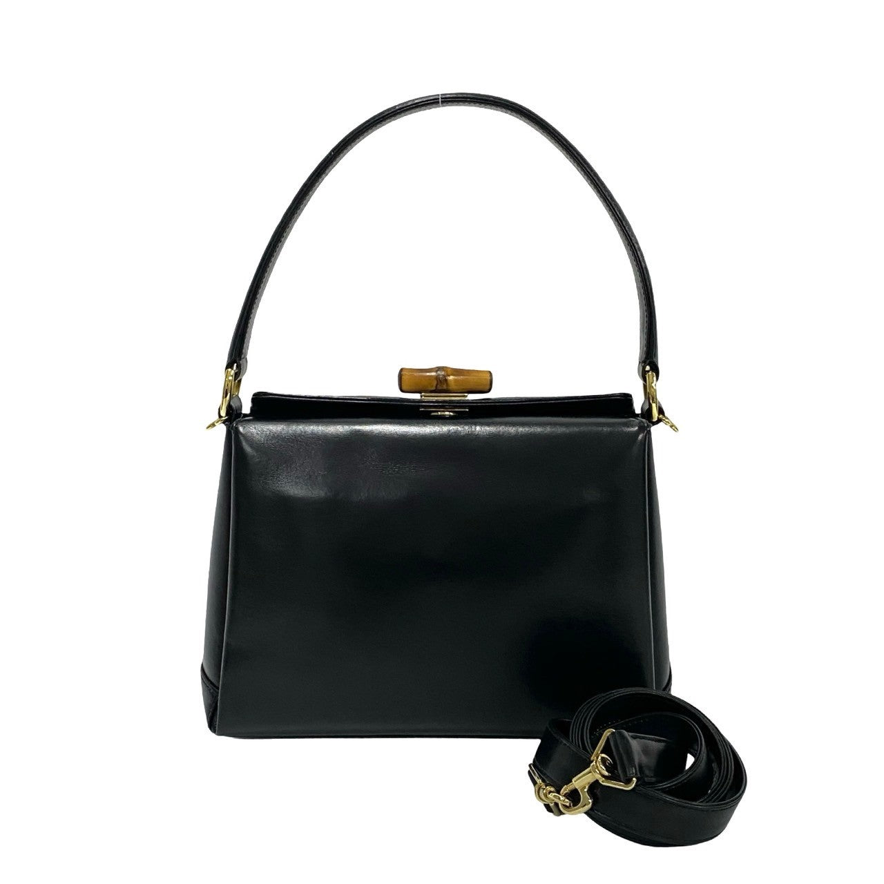 GUCCI Shoulder Bag Calfskin, Leather black Bamboo Women Used Authentic