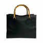 GUCCI Handbag leather black Bamboo Old Gucci Women Used Authentic