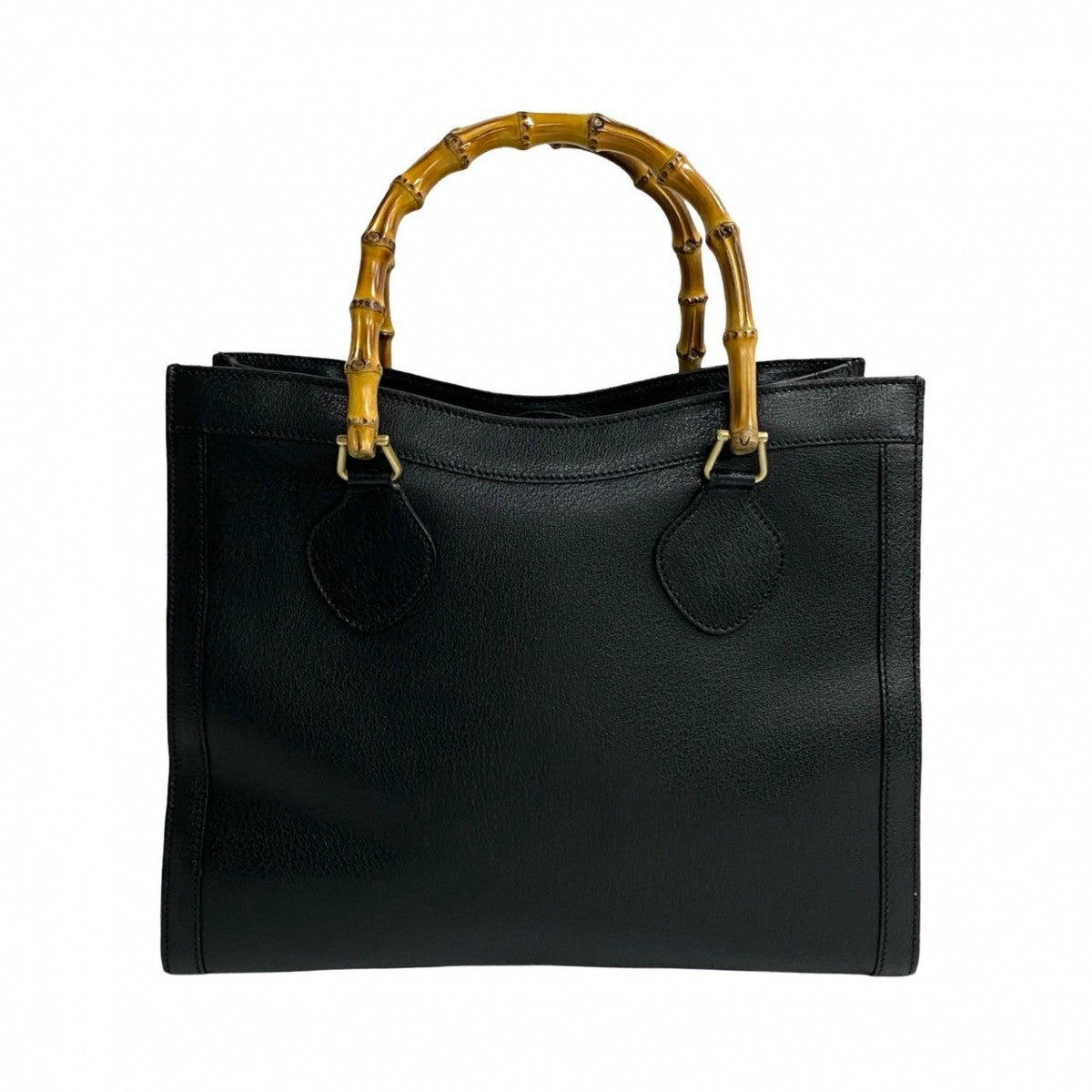 GUCCI Handbag leather black Bamboo Old Gucci Women Used Authentic