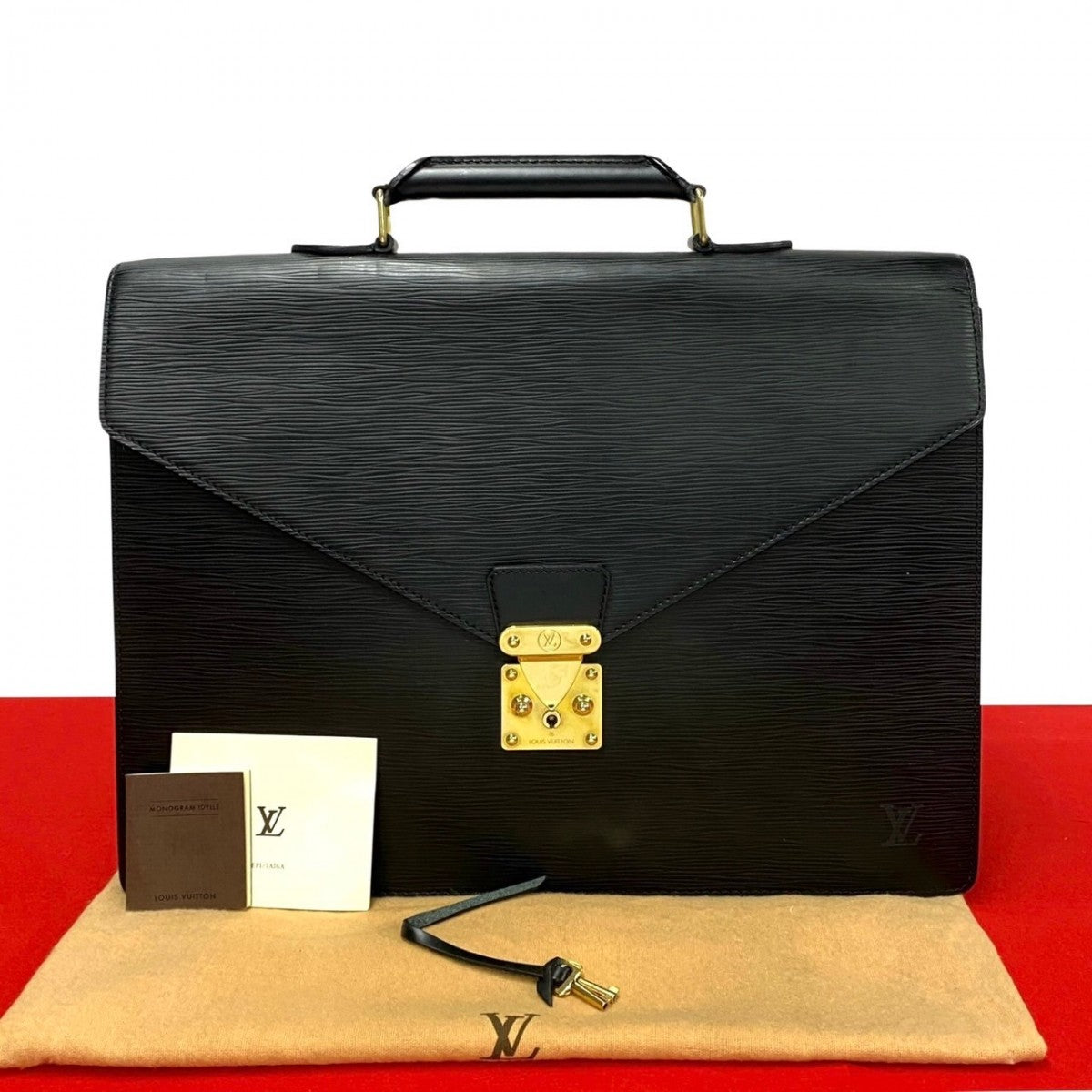 LOUIS VUITTON Business bag M54412 leather black Epi Serviette Ambassador mens Used Authentic