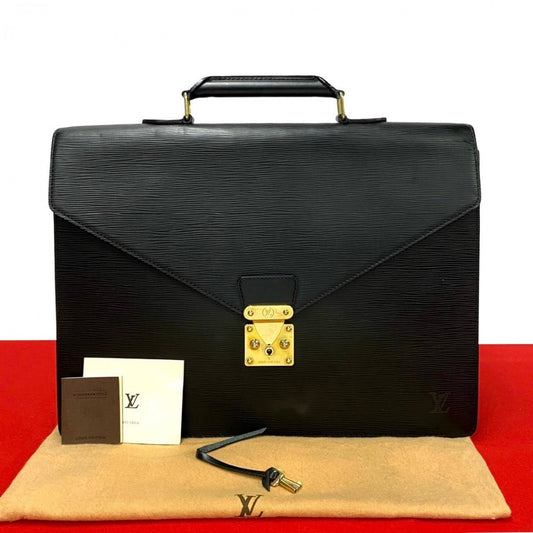 LOUIS VUITTON Business bag M54412 leather black Epi Serviette Ambassador mens Used Authentic