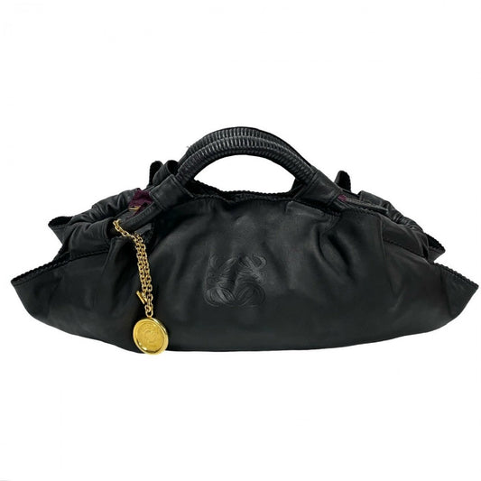 LOEWE Handbag leather black Anagram logo Nappa Aire Women Used Authentic