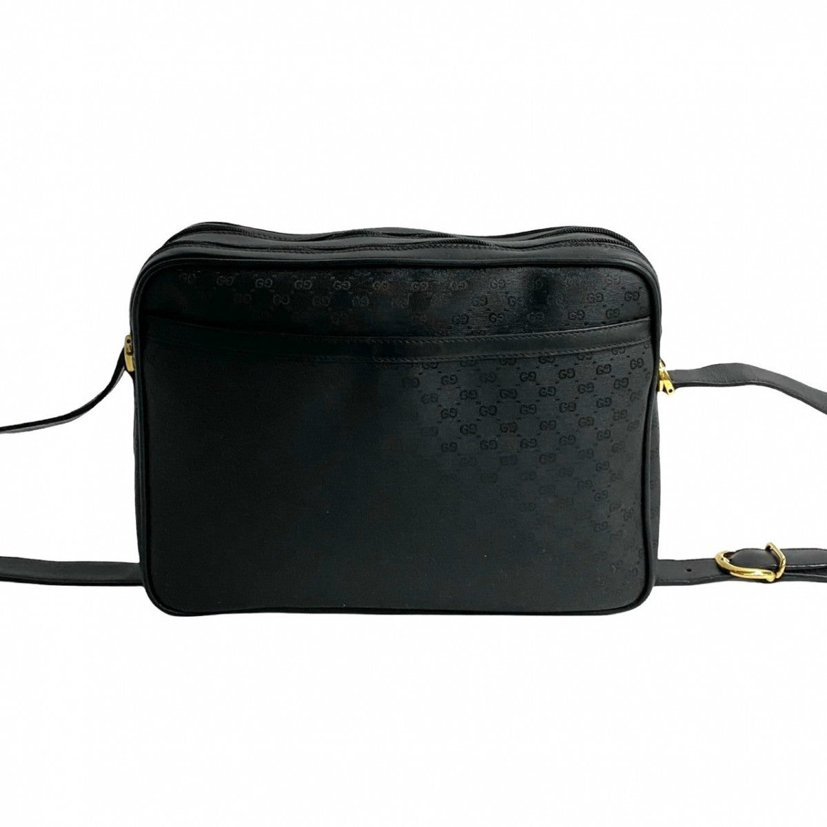 GUCCI Shoulder Bag leather black Micro GG Sherry line Old Gucci Women Used Authentic