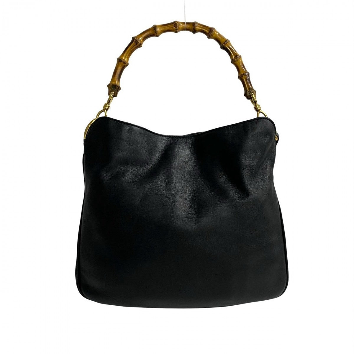 GUCCI Shoulder Bag leather black Bamboo Women Used Authentic
